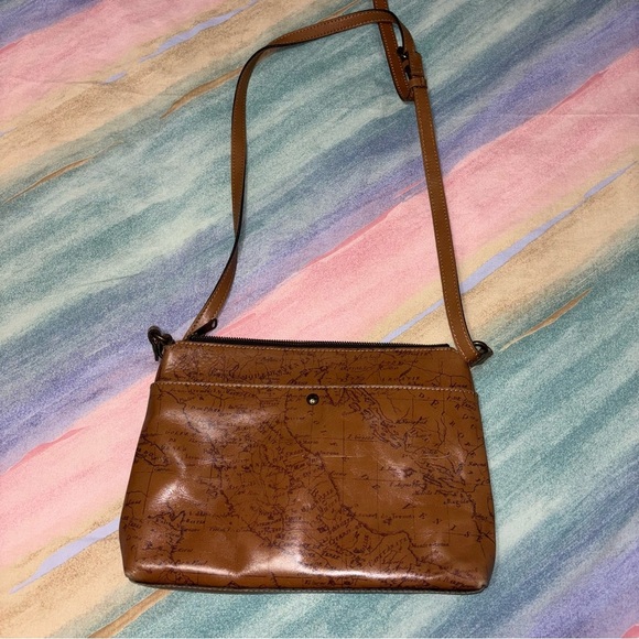 Patricia Nash Leather Kenilworth Signature Map Riot Rust Crossbody Bag - Picture 4 of 12